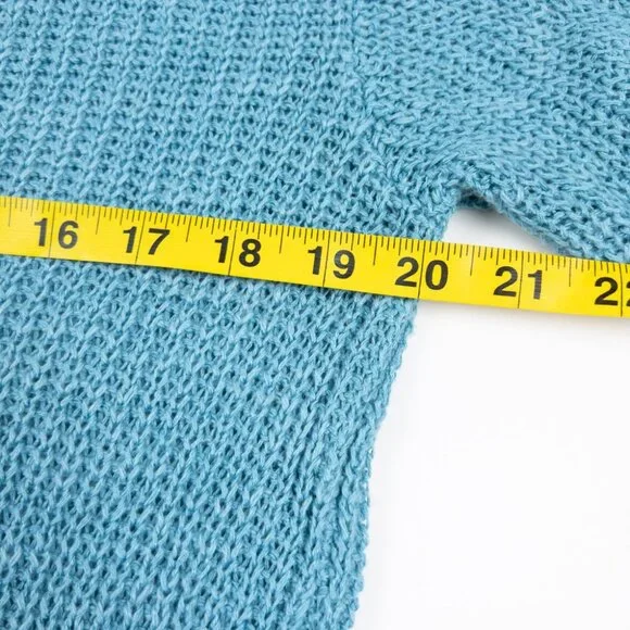 Faherty Miramar Linen Sweater Women's Small Aqua Blue Crew Neck Long Sleeve - Picture 13 of 13